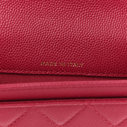 Chanel Caviar Quilted Flap Card Holder Wallet Dark Pink 7 of 9