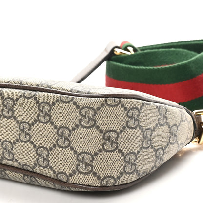 Gucci GG Supreme Monogram Textured Dollar Calfskin Web Small Ophidia GG Handbag Beige Ebony New Acero 11 of 12