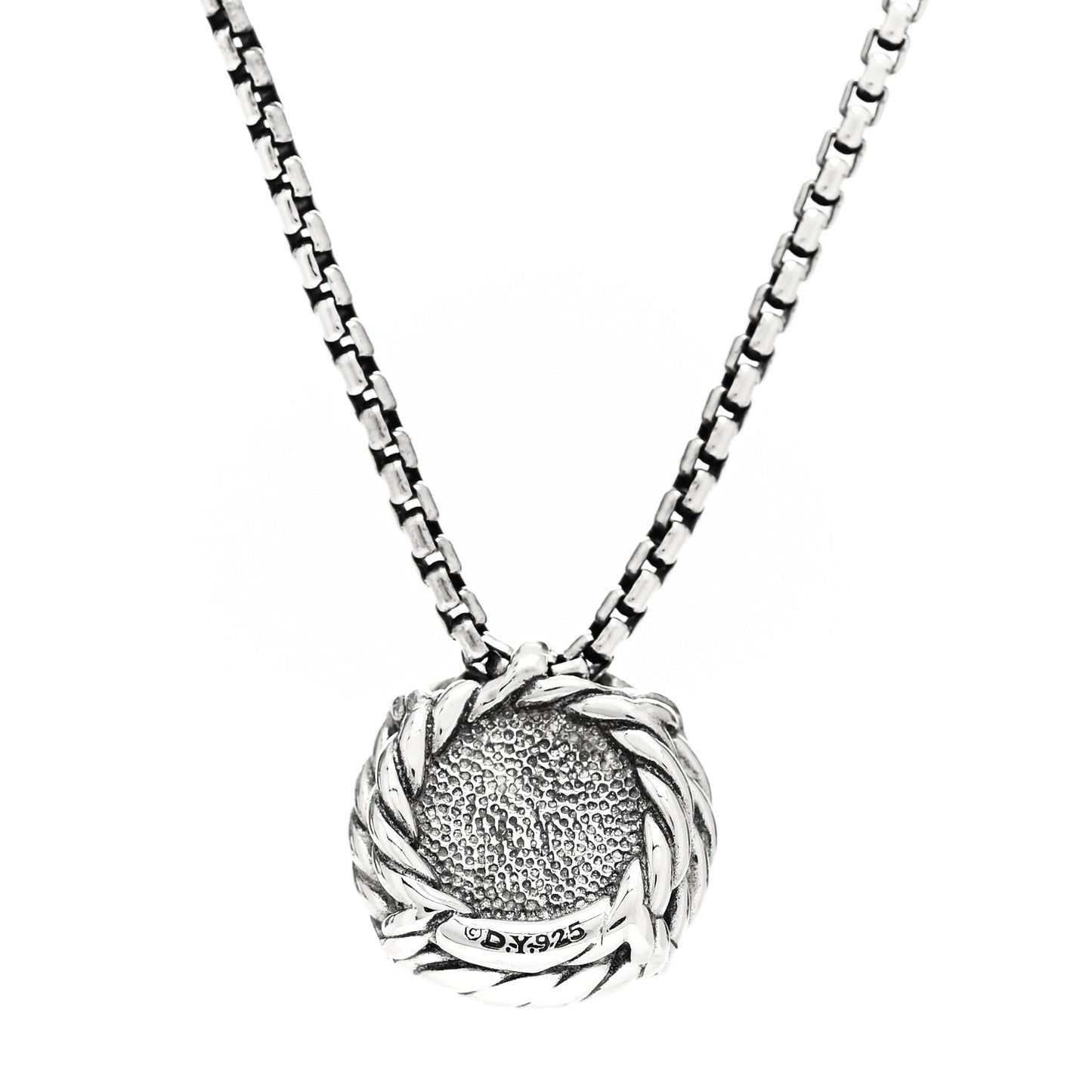 Sterling Silver Blue Topaz 8mm Chatelaine Pendant Necklace