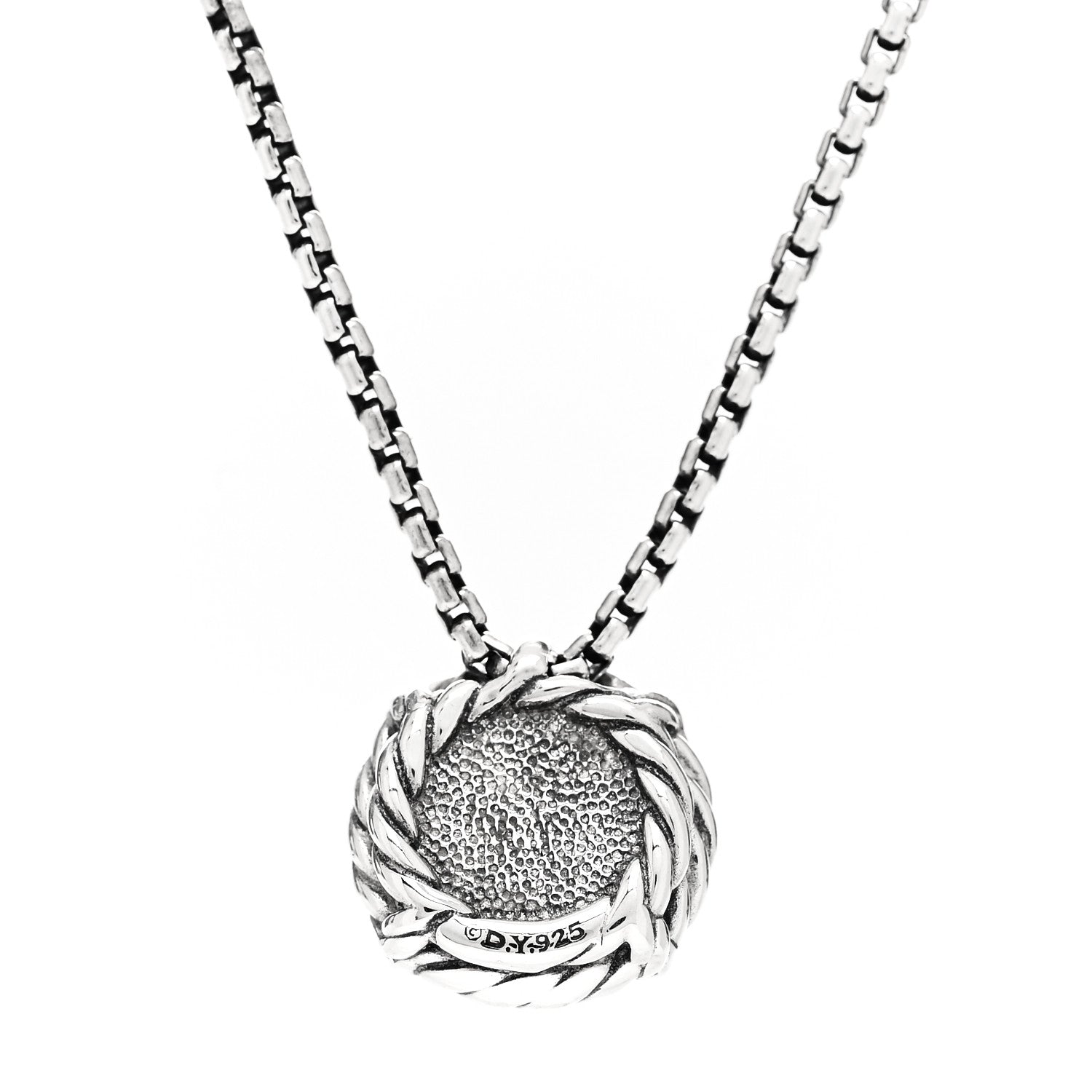 David Yurman Sterling Silver Blue Topaz 8mm Chatelaine Pendant Necklace 4 of 5