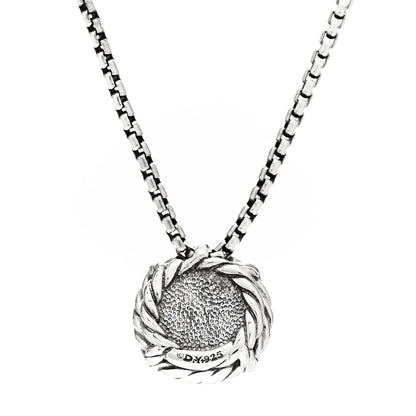 David Yurman Sterling Silver Blue Topaz 8mm Chatelaine Pendant Necklace 4 of 5