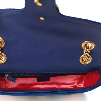 Gucci Velvet Matelasse Deer Embroidered Small GG Marmont Shoulder Bag Cobalt 7 of 8