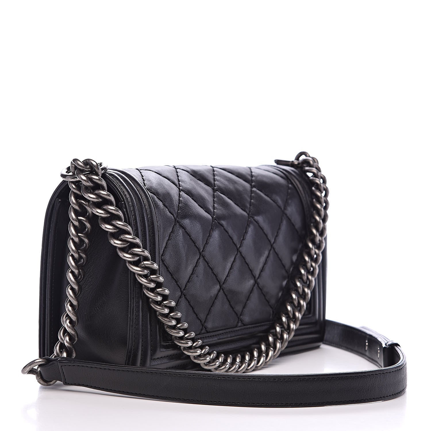 Chanel Calfskin Double Stitch Medium Boy Flap Black 3 of 18