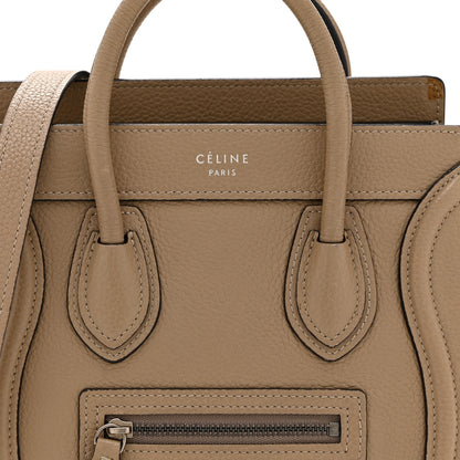 Celine Drummed Calfskin Nano Luggage Dune 8 of 13