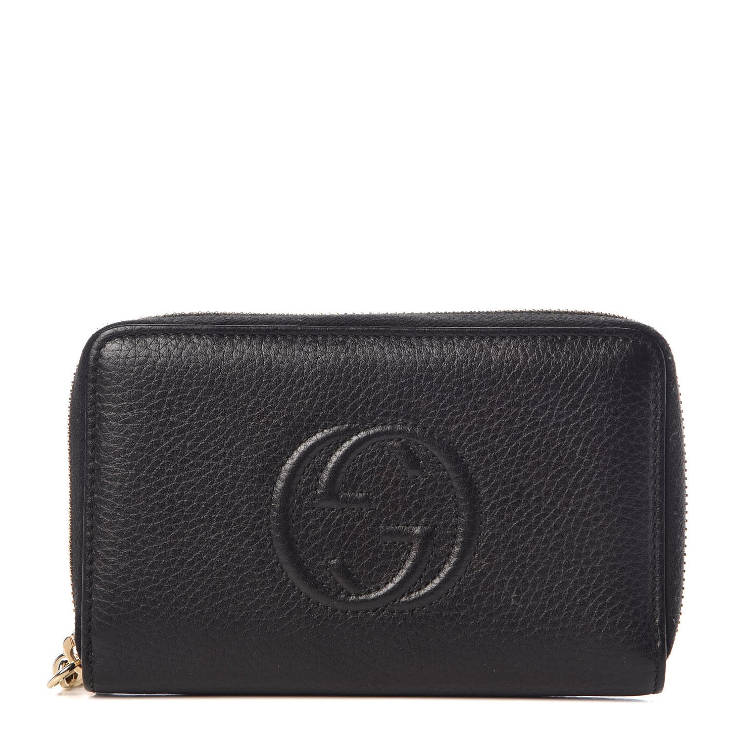 Pebbled Calfskin Medium Soho Zip Around Wallet Black