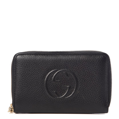 Gucci Pebbled Calfskin Medium Soho Zip Around Wallet Black 1 of 8