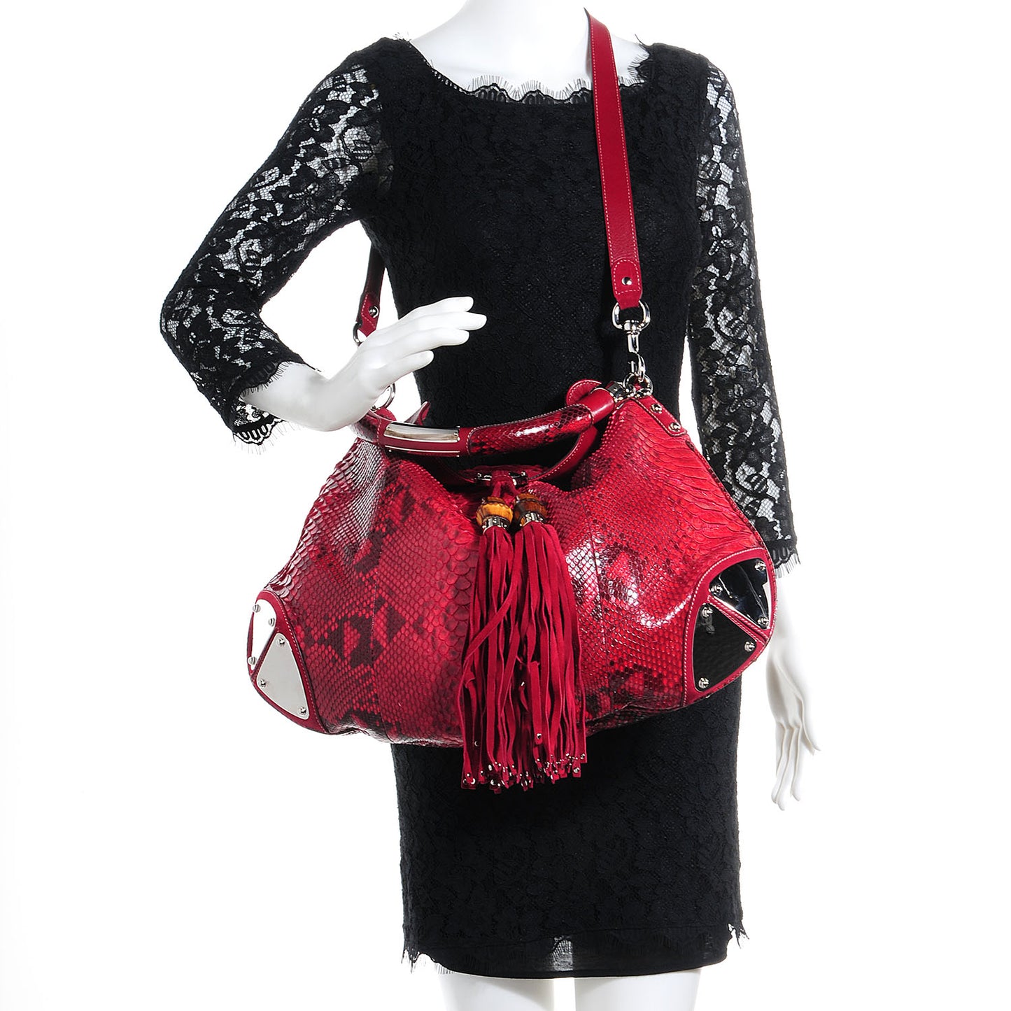 Python Large Indy Top Handle Hobo Red