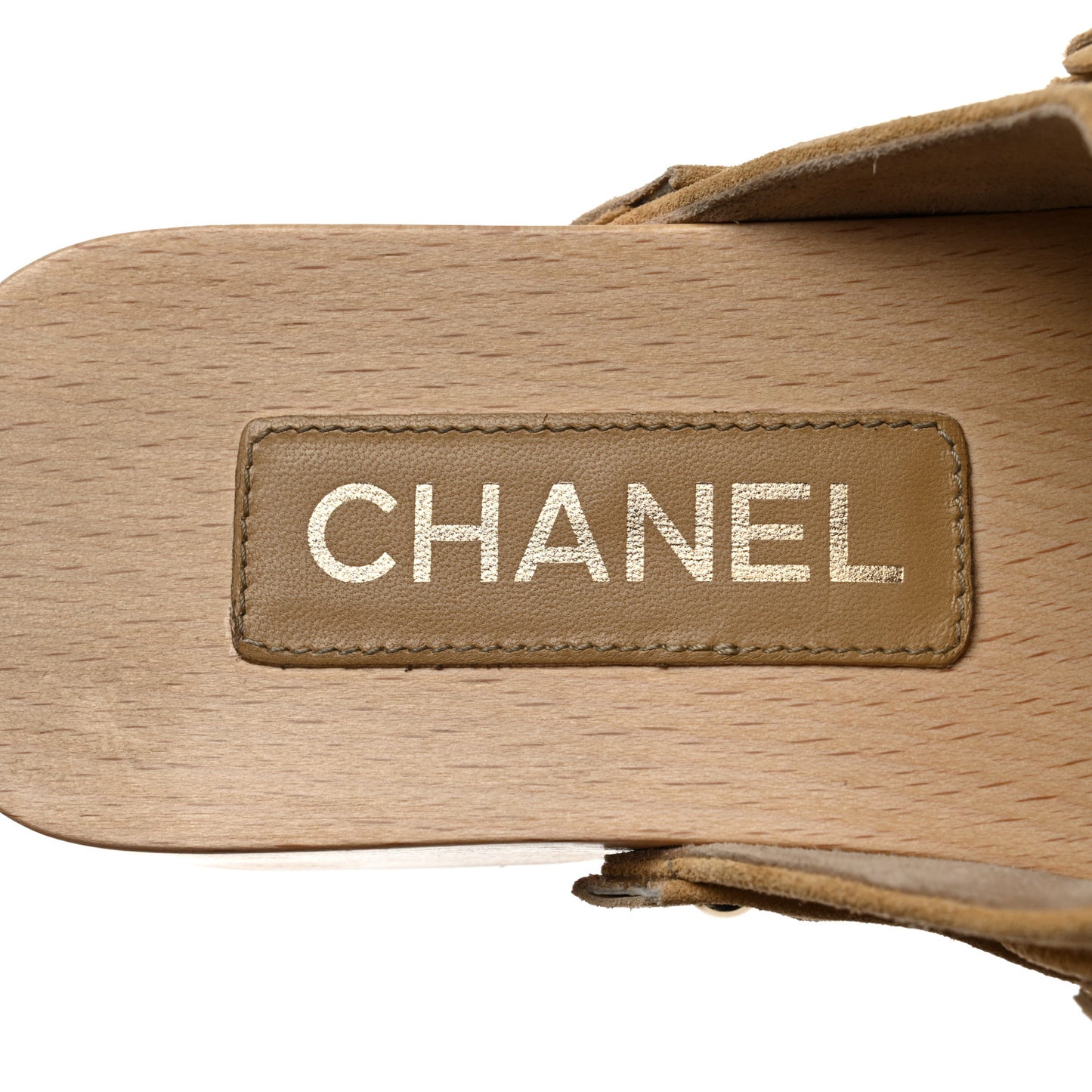 Suede Calfskin Camellia Mules 38 Beige