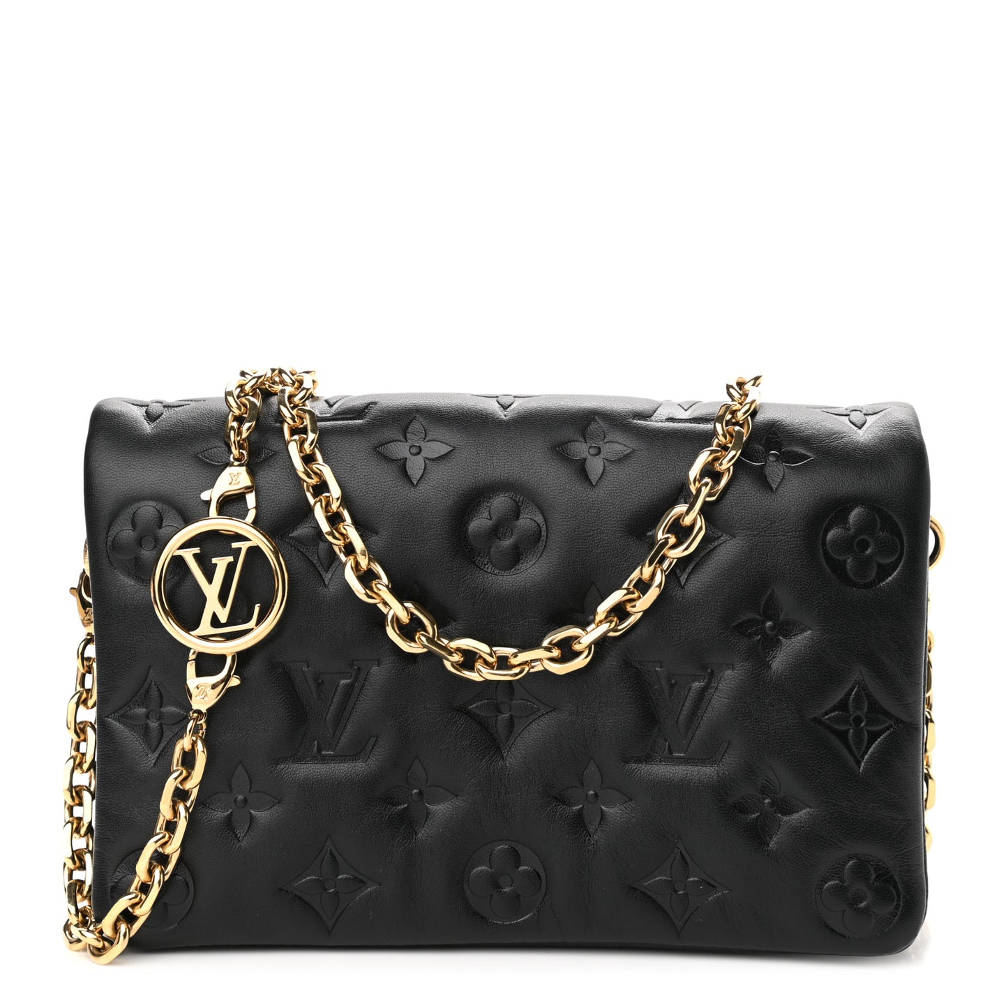 Lambskin Embossed Monogram Pochette Coussin Black