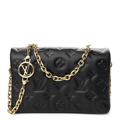 Louis Vuitton Lambskin Embossed Monogram Pochette Coussin Black 1 of 10