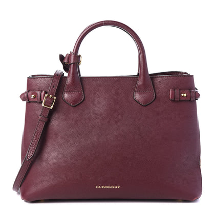 Burberry Grainy Calfskin House Check Medium Banner Tote Elderberry 1 of 11
