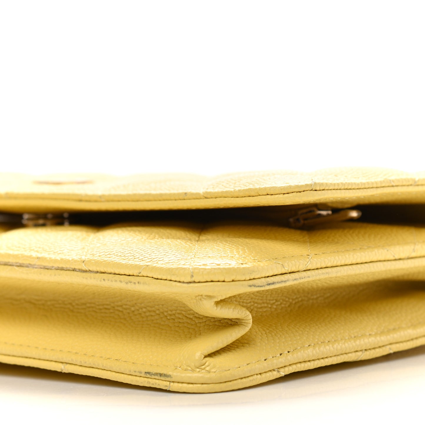 Caviar Quilted Wallet on Chain WOC Yellow