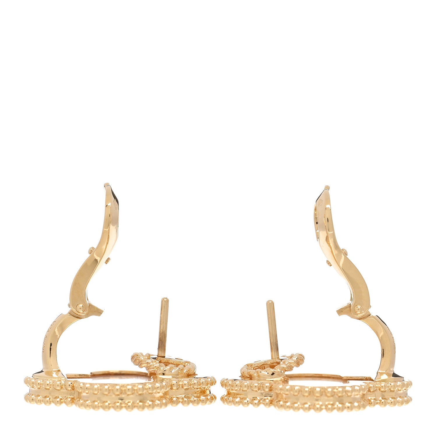 Van Cleef & Arpels 18K Yellow Gold Mother of Pearl Magic Alhambra Earrings 3 of 4
