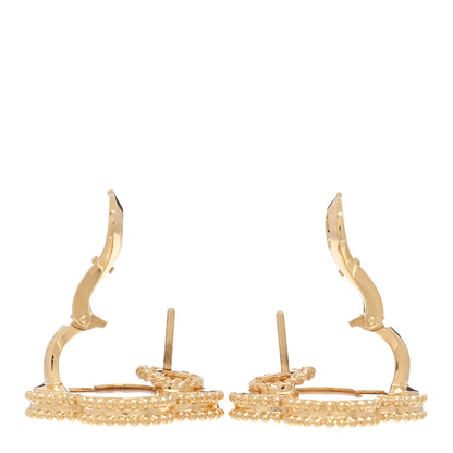 Van Cleef & Arpels 18K Yellow Gold Mother of Pearl Magic Alhambra Earrings 3 of 4