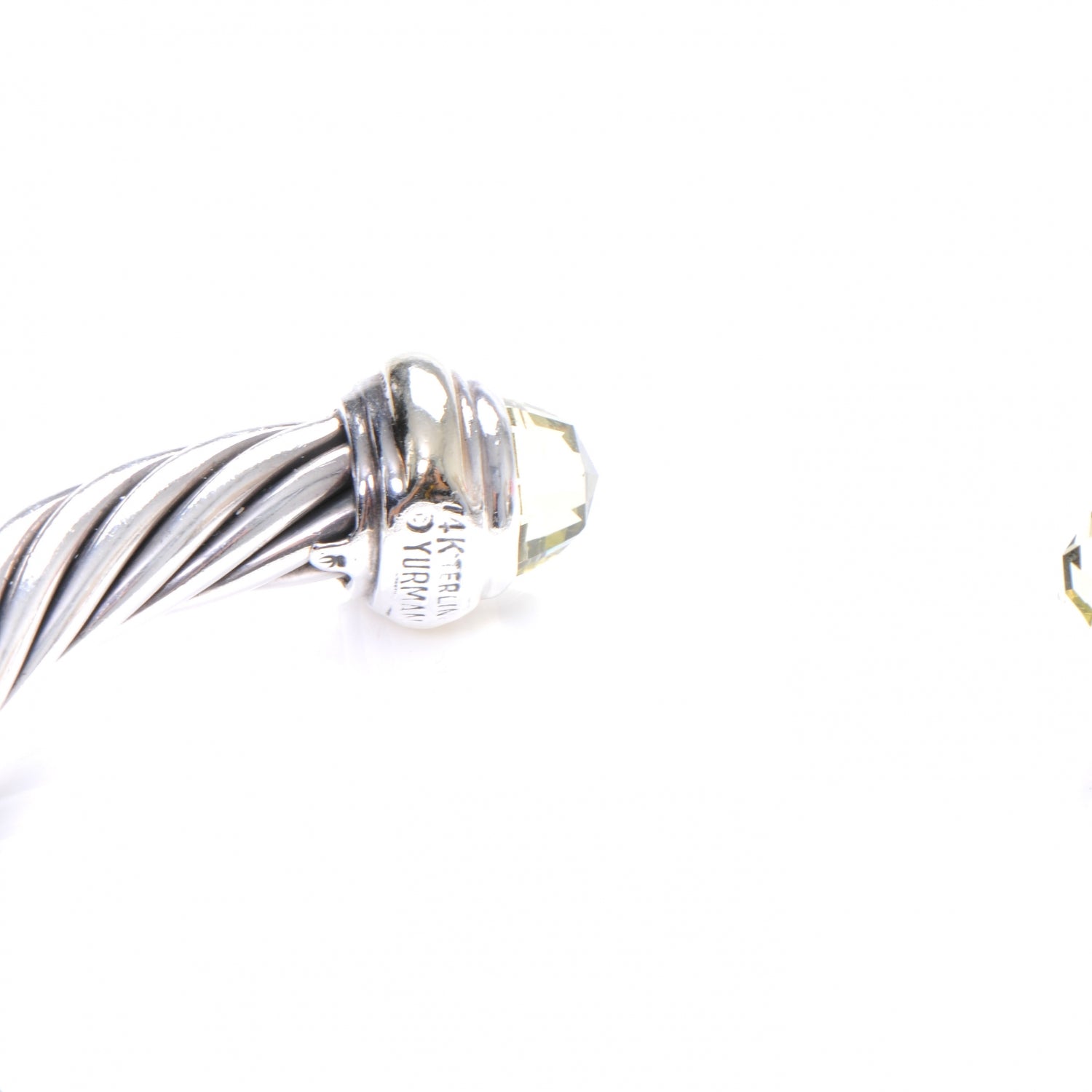 David Yurman Sterling Silver 14K Yellow Gold Lemon Citrine 7mm Cable Classics Bracelet 5 of 8