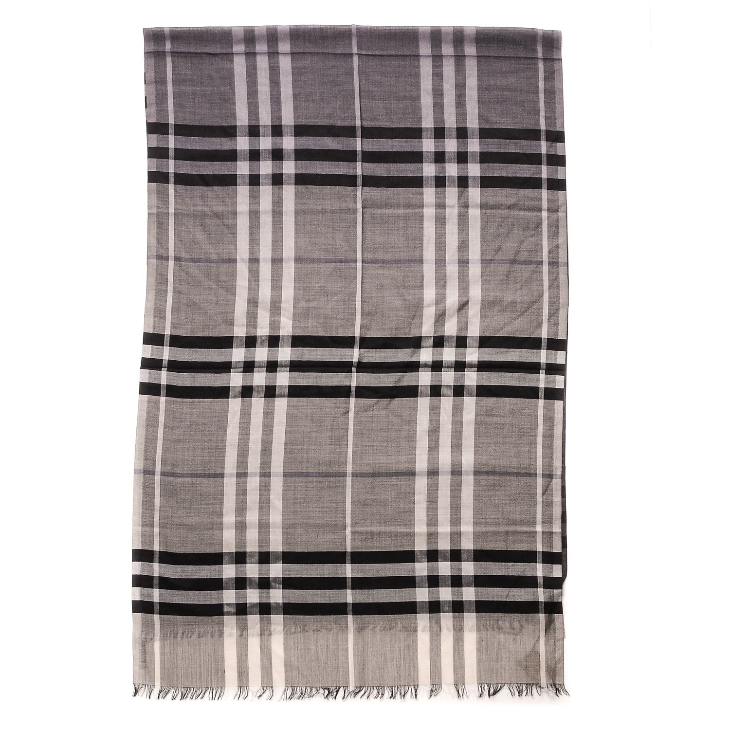 Burberry Wool Silk Ombre Gauze Giant Check Scarf Charcoal 1 of 5