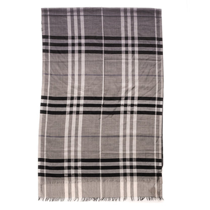 Burberry Wool Silk Ombre Gauze Giant Check Scarf Charcoal 1 of 5