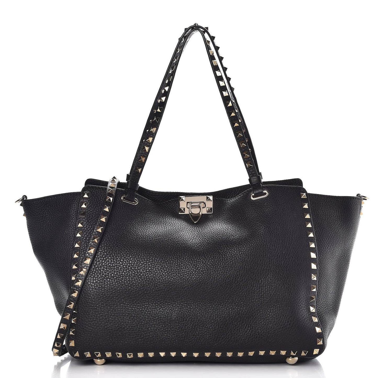 Alce Printed Calfskin Medium Rockstud Tote Black