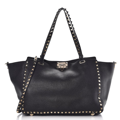Valentino Garavani Alce Printed Calfskin Medium Rockstud Tote Black 1 of 9