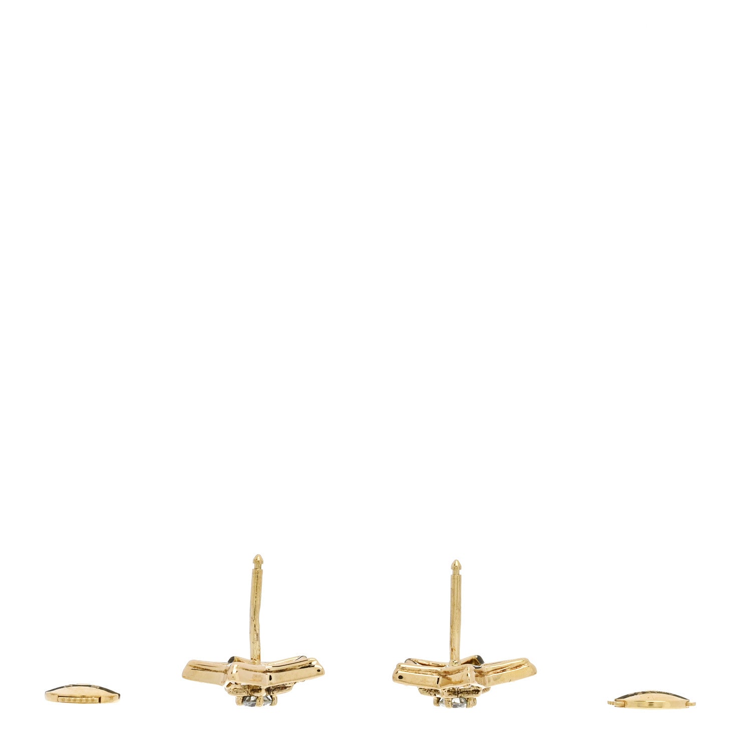 Chanel 18K Yellow Gold Diamond Small Comete Geode Earrings 3 of 4