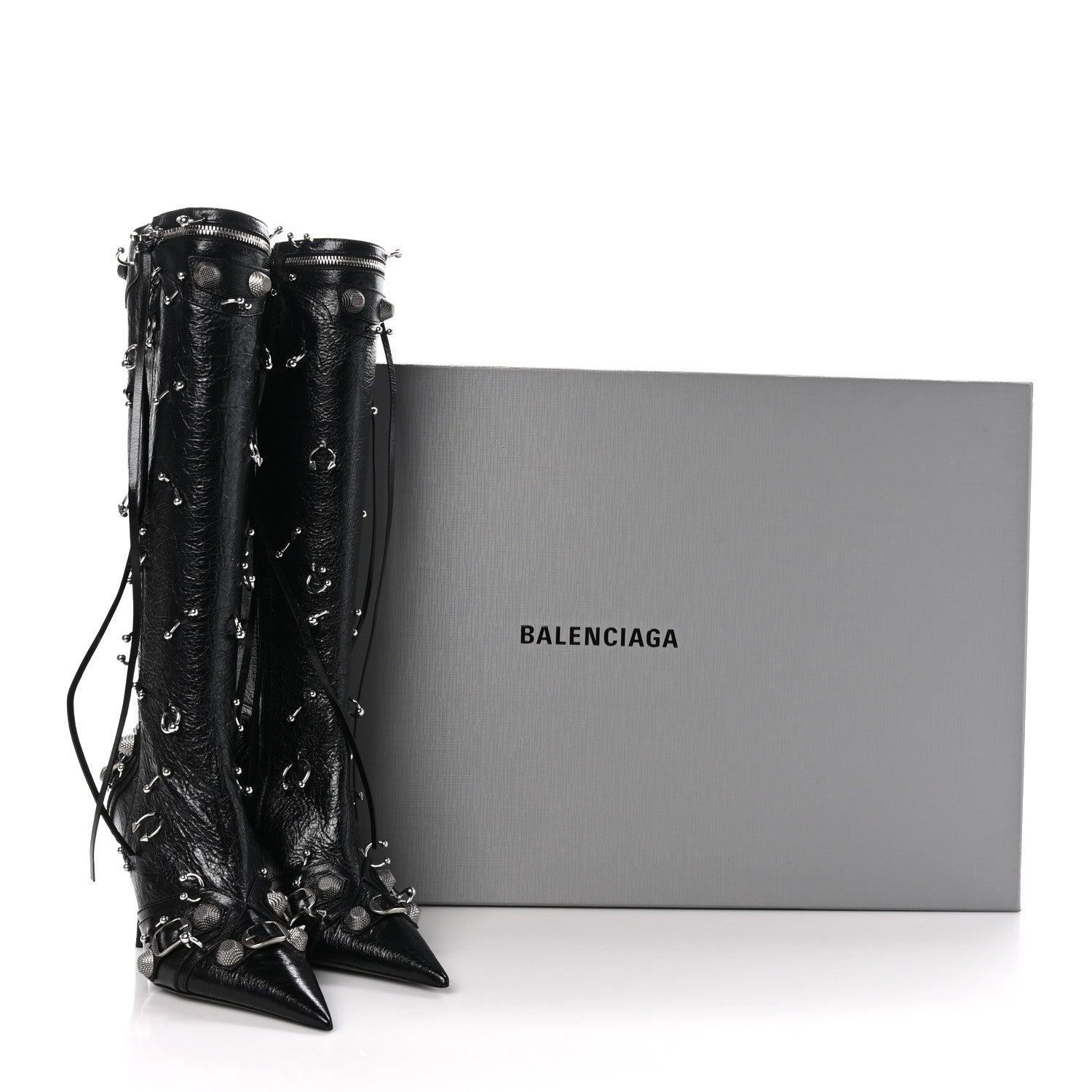 Balenciaga Agneau Arena Piercing Cagole 90mm Boots 37 Black Silver 8 of 8