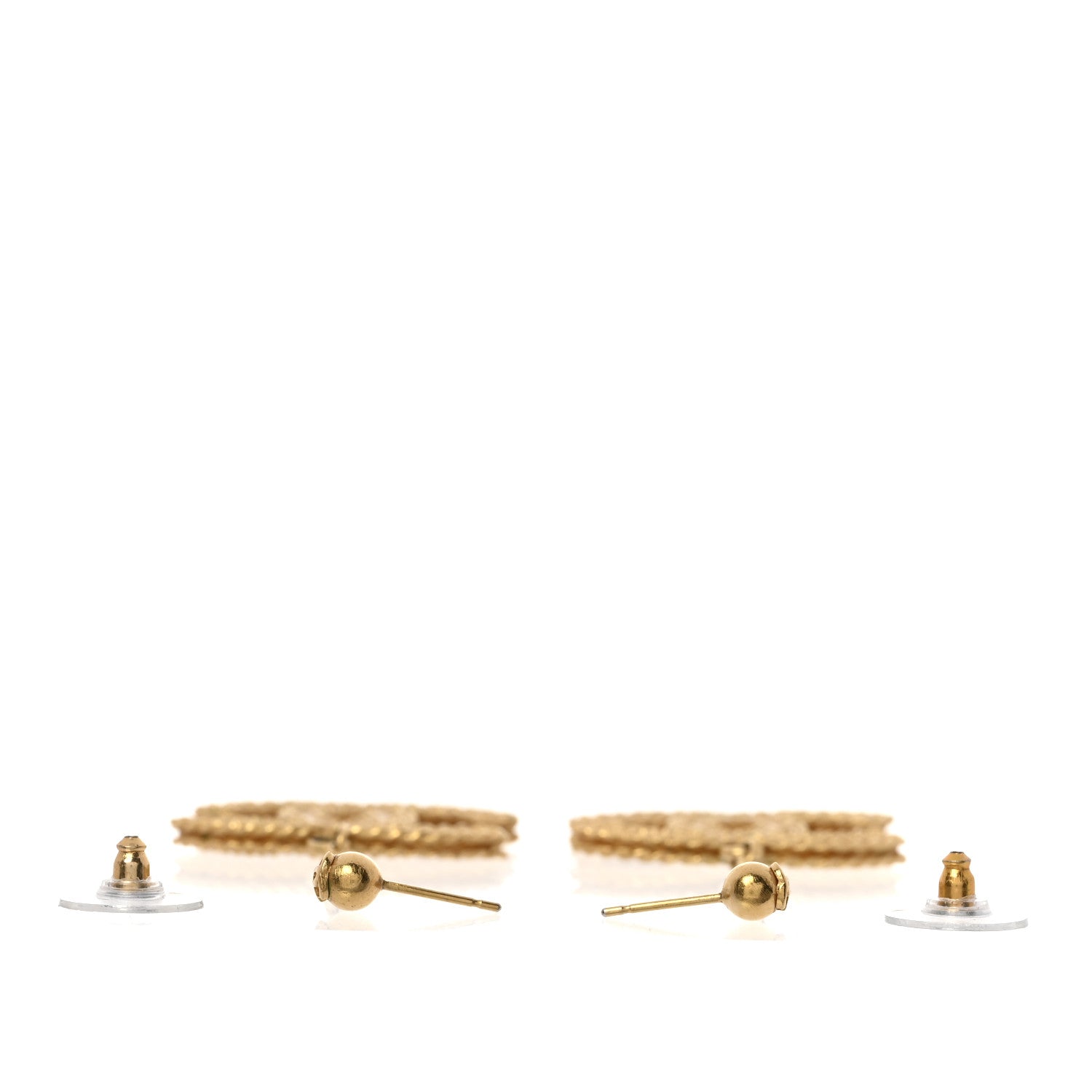 Chanel CC Drop Earrings Matte Gold 3 of 5