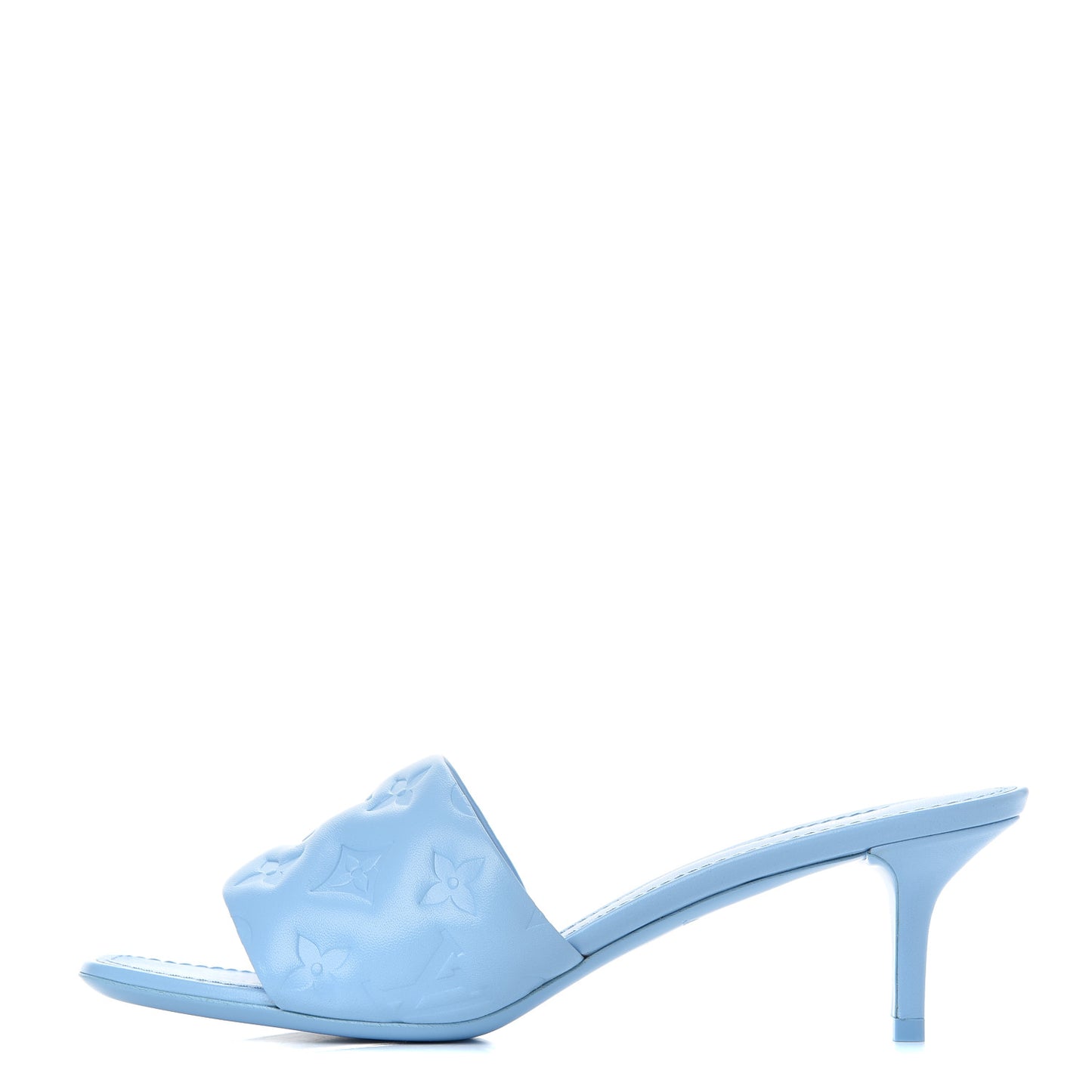 Lambskin Embossed Monogram Revival Mid Heel Mules 39 Blue