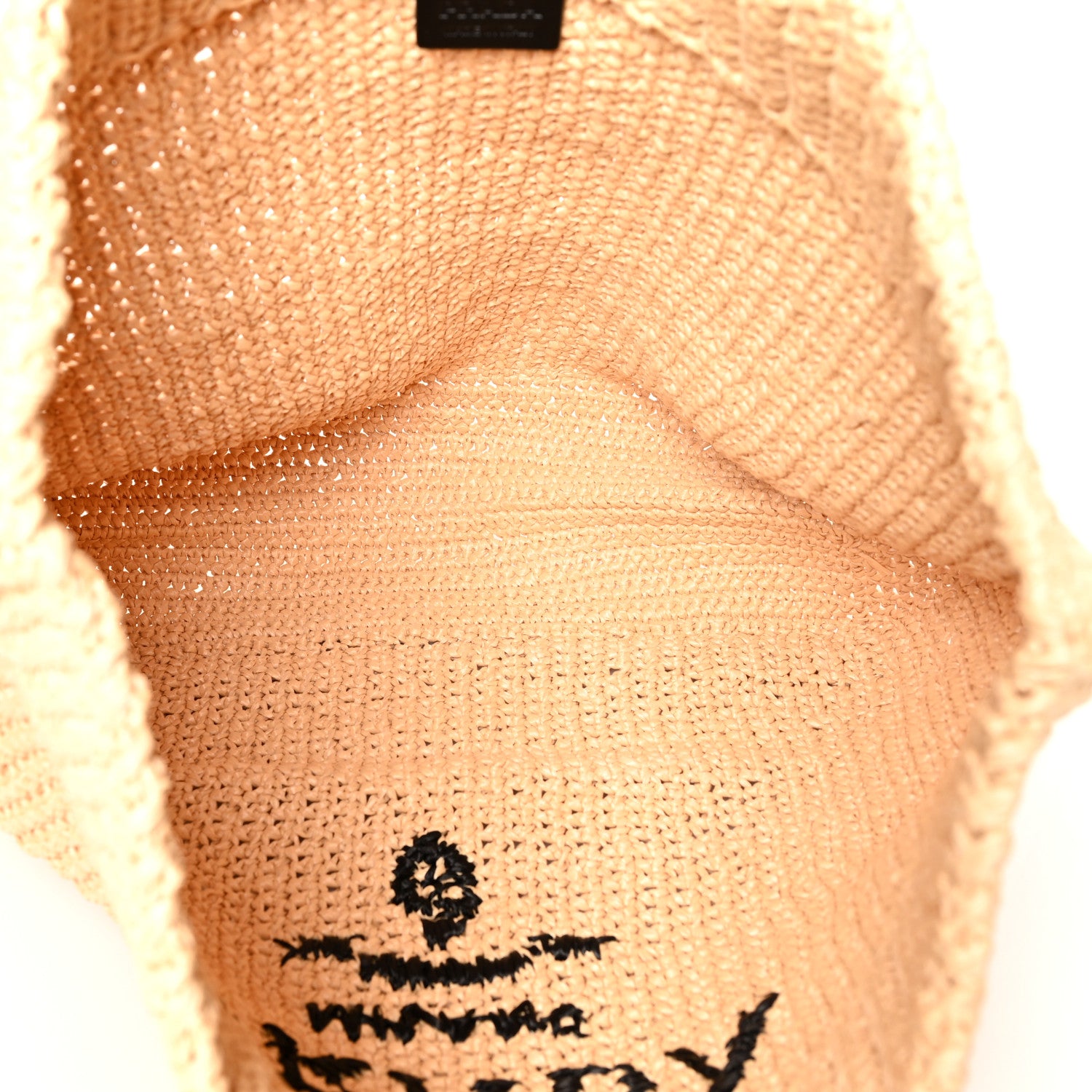 Prada Yarn Raffia Effect Crochet Embroidered Logo Tote Naturale 5 of 9
