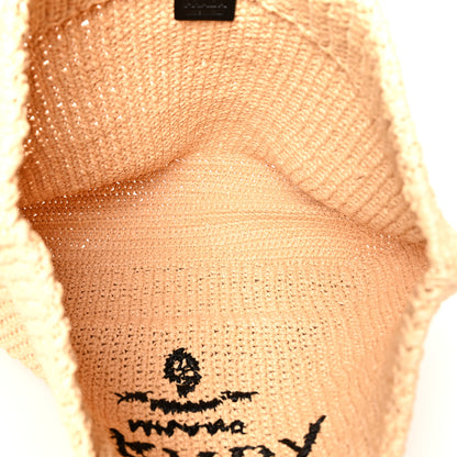 Prada Yarn Raffia Effect Crochet Embroidered Logo Tote Naturale 5 of 9