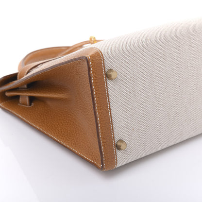 Hermes Peau Porc Toile Kelly Sellier 32 Gold 8 of 15