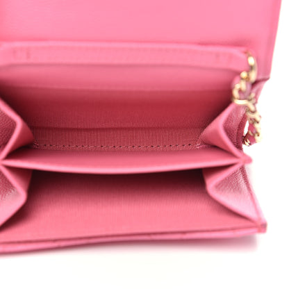Chanel Caviar Quilted Flap Card Holder On Chain Pink 5 of 10