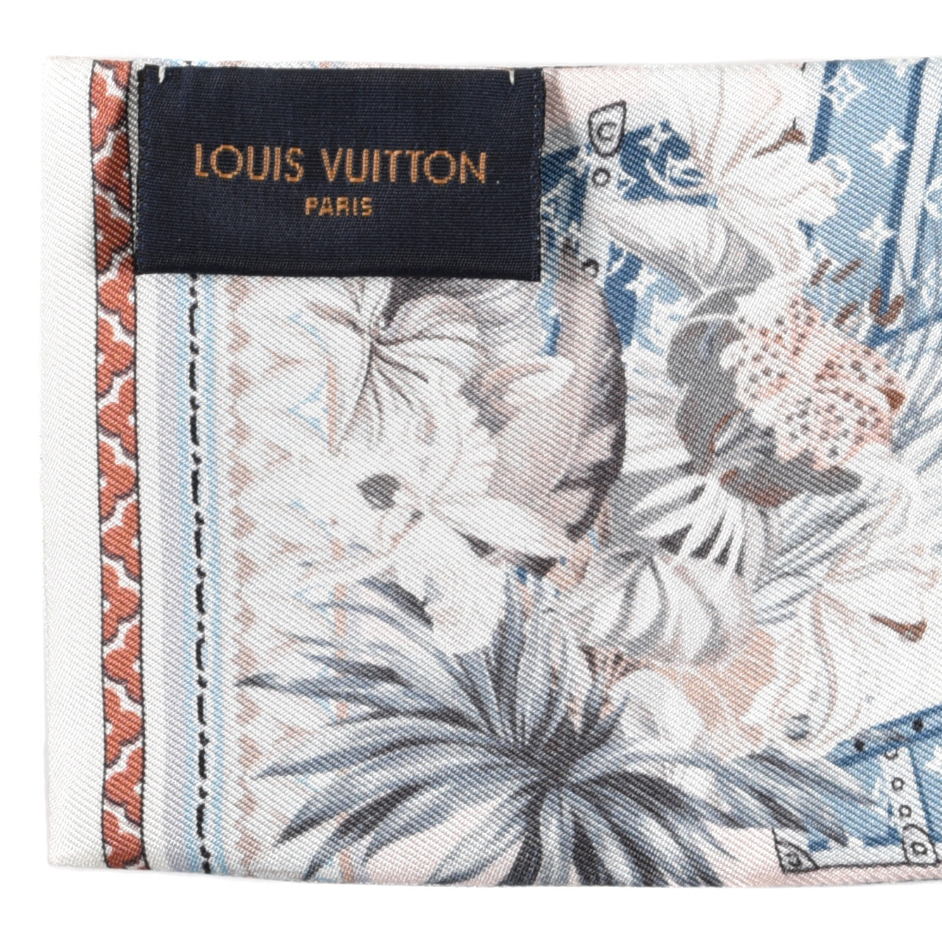 Louis Vuitton Silk Voyage Extraordinaire Bandeau Blue Grey 3 of 3