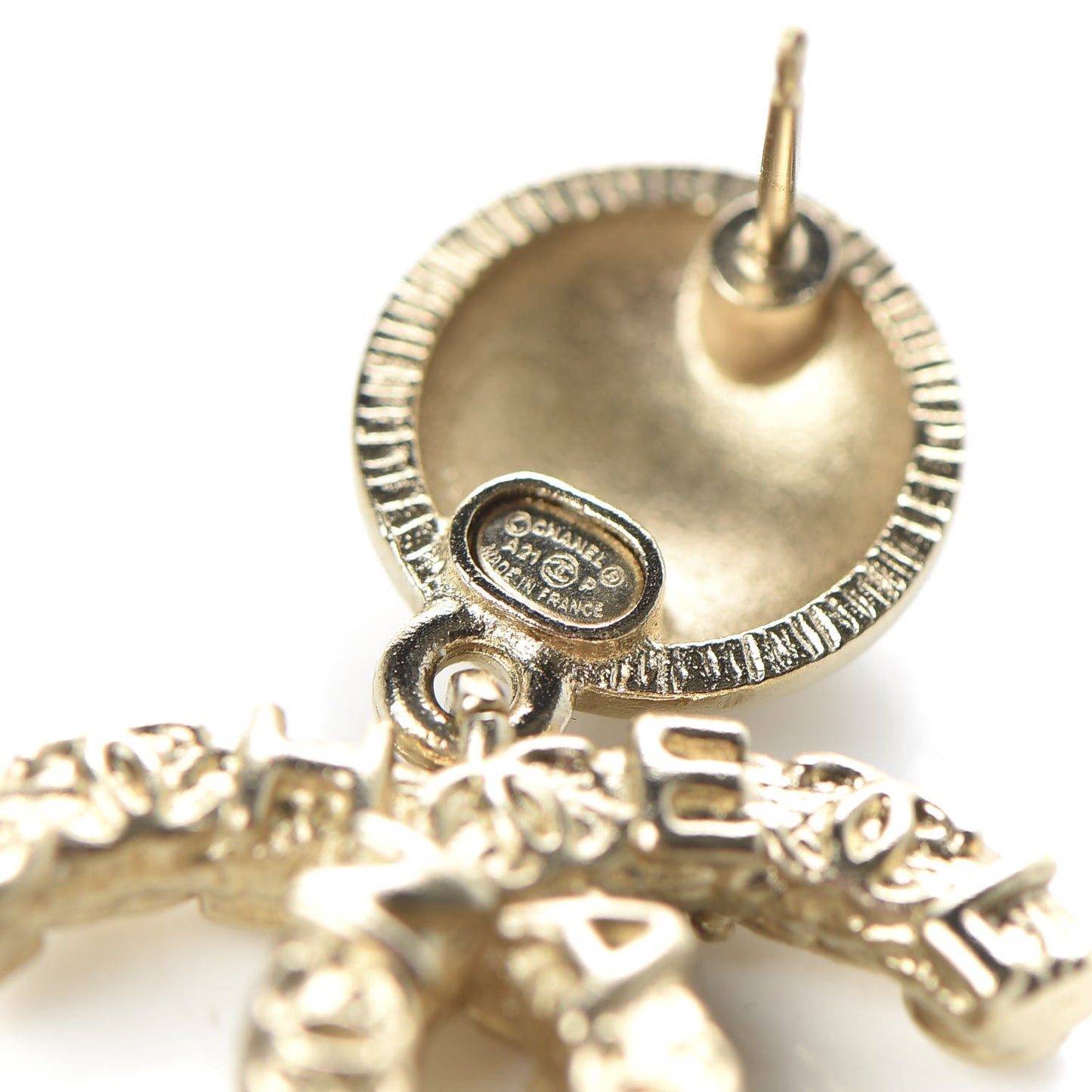 Crystal CC Drop Logo Earrings Gold