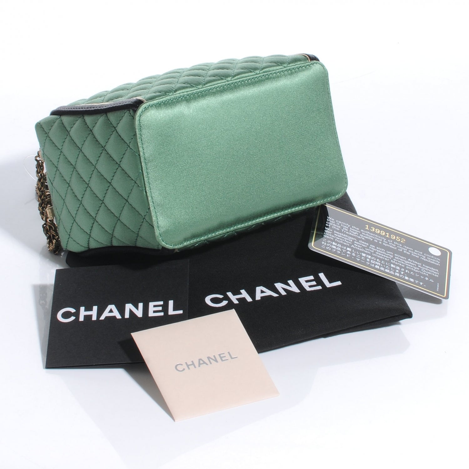 Chanel Satin Paris Shanghai Take Away Evening Bag Green 4 of 7