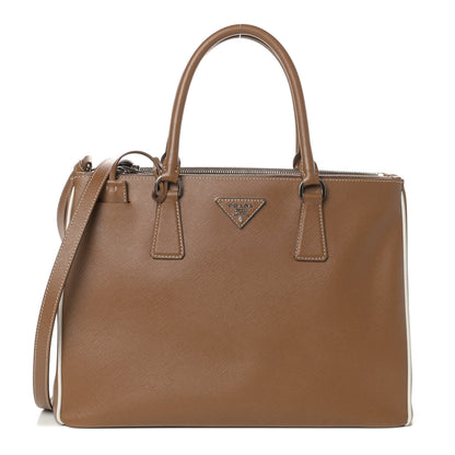 Prada Saffiano Medium Galleria Double Zip Tote Cannella Talco 1 of 10