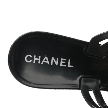 Chanel Jelly Quilted Camellia Thong Sandals 39 Black White 7 of 7