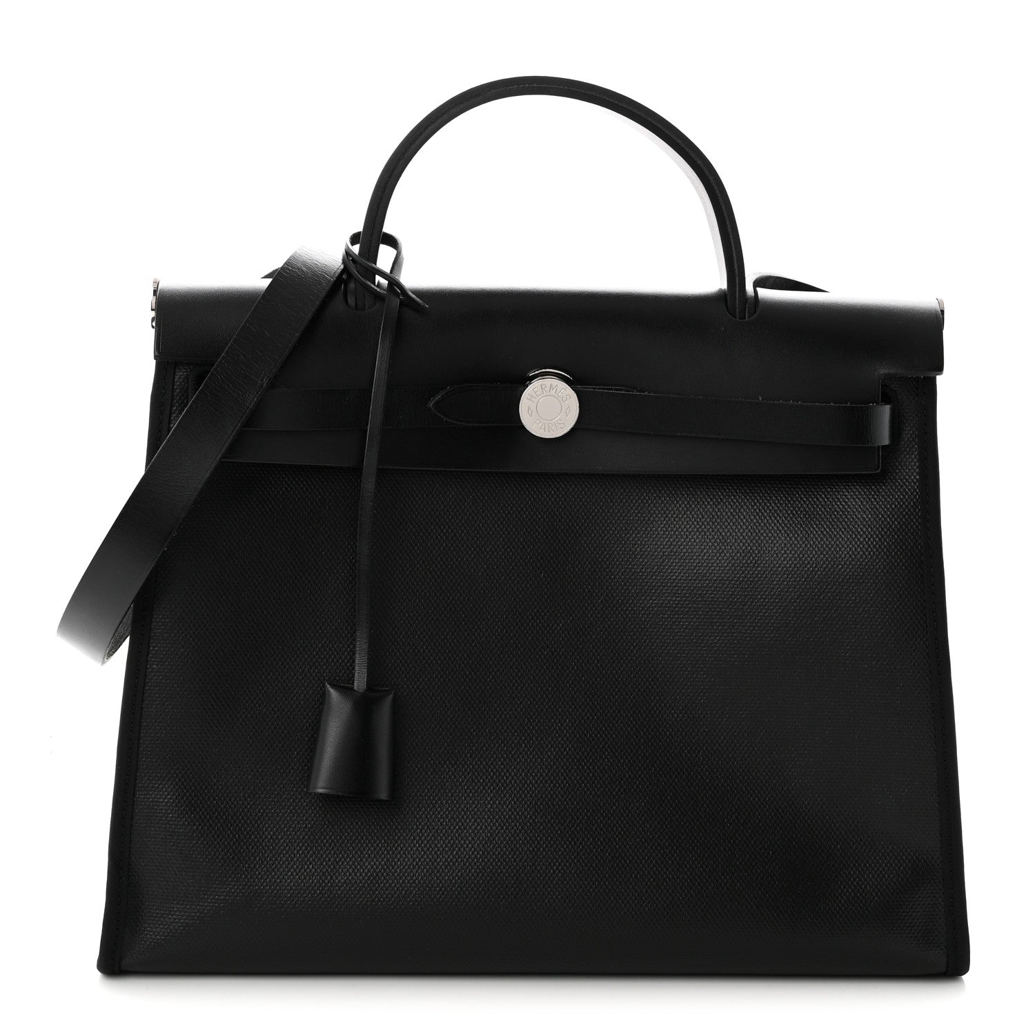 Hermes Toile H Berline Vache Hunter Herbag Zip PM 31 Black Ecru 1 of 12