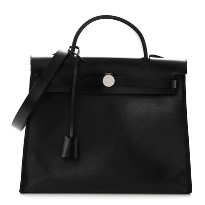Hermes Toile H Berline Vache Hunter Herbag Zip PM 31 Black Ecru 1 of 12