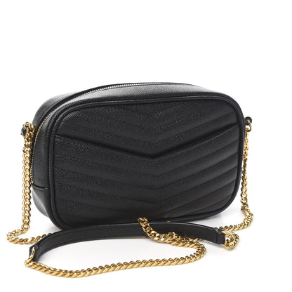 Saint Laurent Grain De Poudre Matelasse Monogram Mini Lou Camera Bag Black 2 of 9