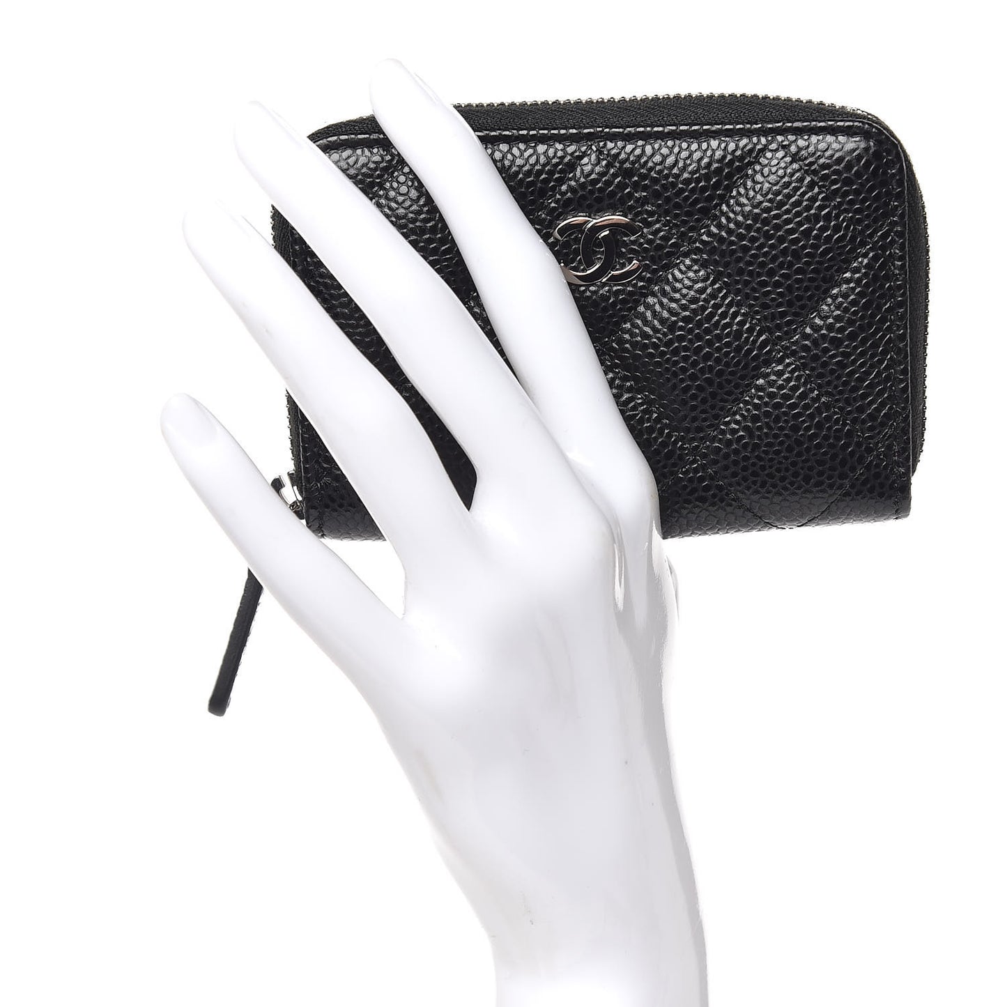 Caviar Quilted Zip Coin Purse Black