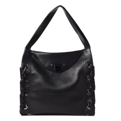 Jimmy Choo Grainy Calfskin Grommet Lace Up Rion Shoulder Bag Black 1 of 6