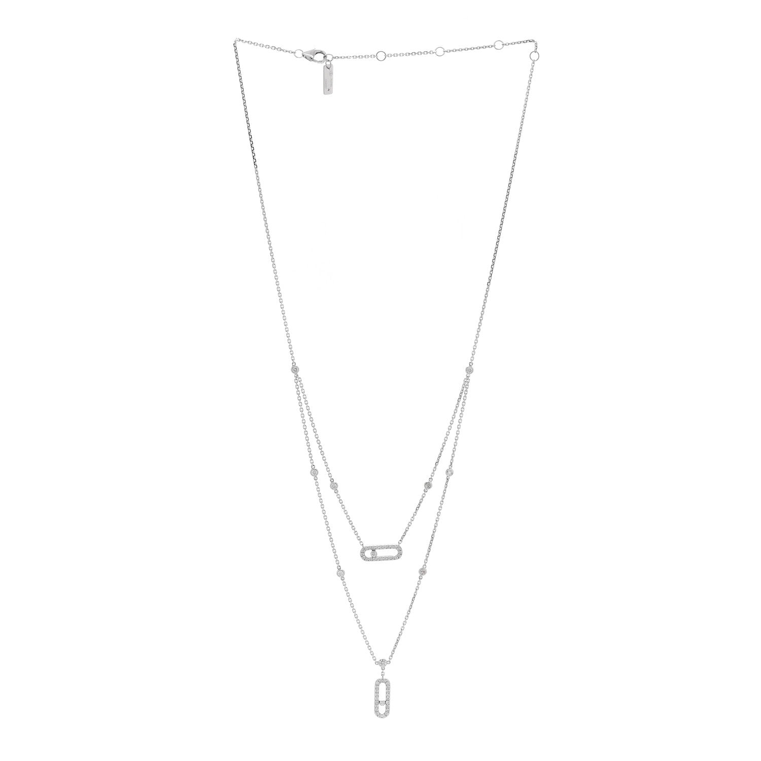 Messika 18K White Gold Diamond 2 Row Move Uno Pave Necklace 3 of 5