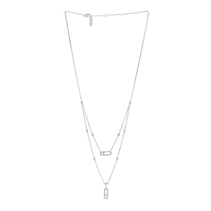 Messika 18K White Gold Diamond 2 Row Move Uno Pave Necklace 3 of 5