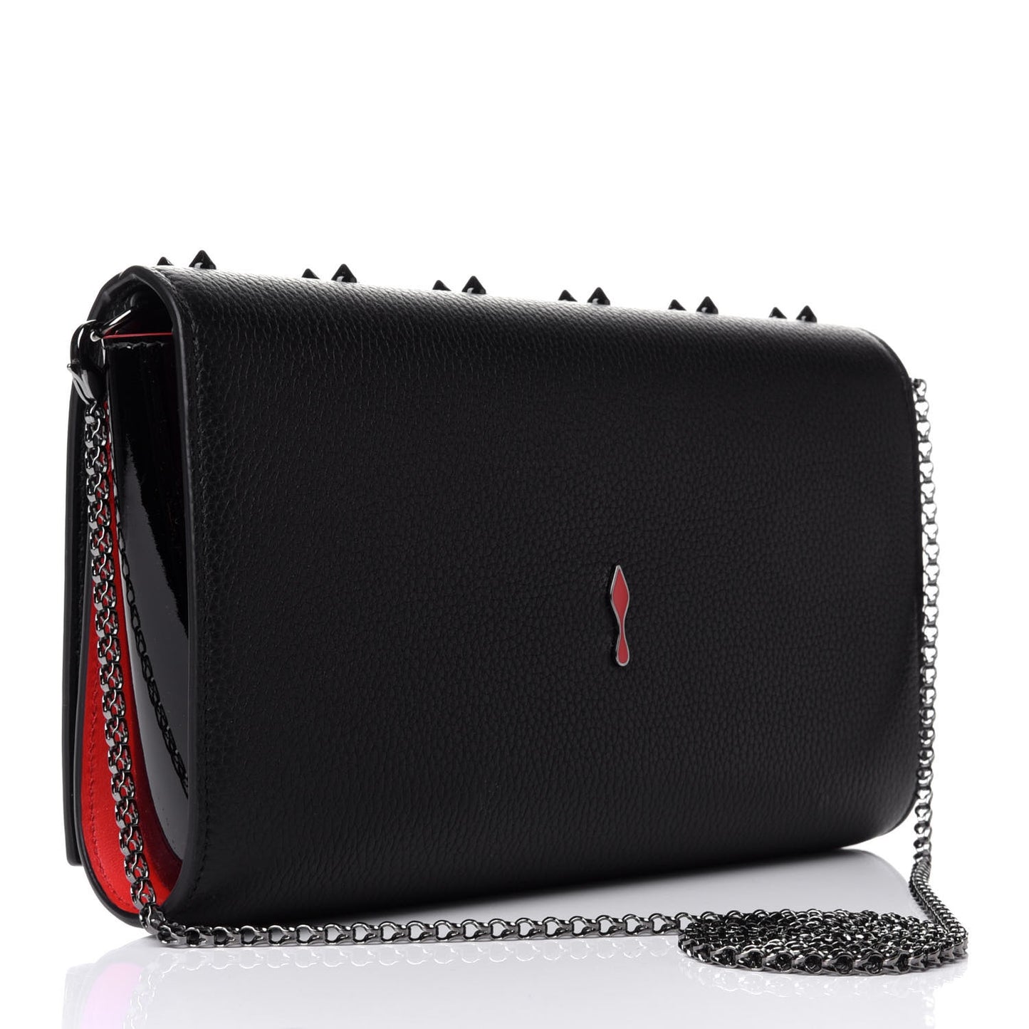 Calfskin Spikes Loubinthesky Paloma Clutch Black