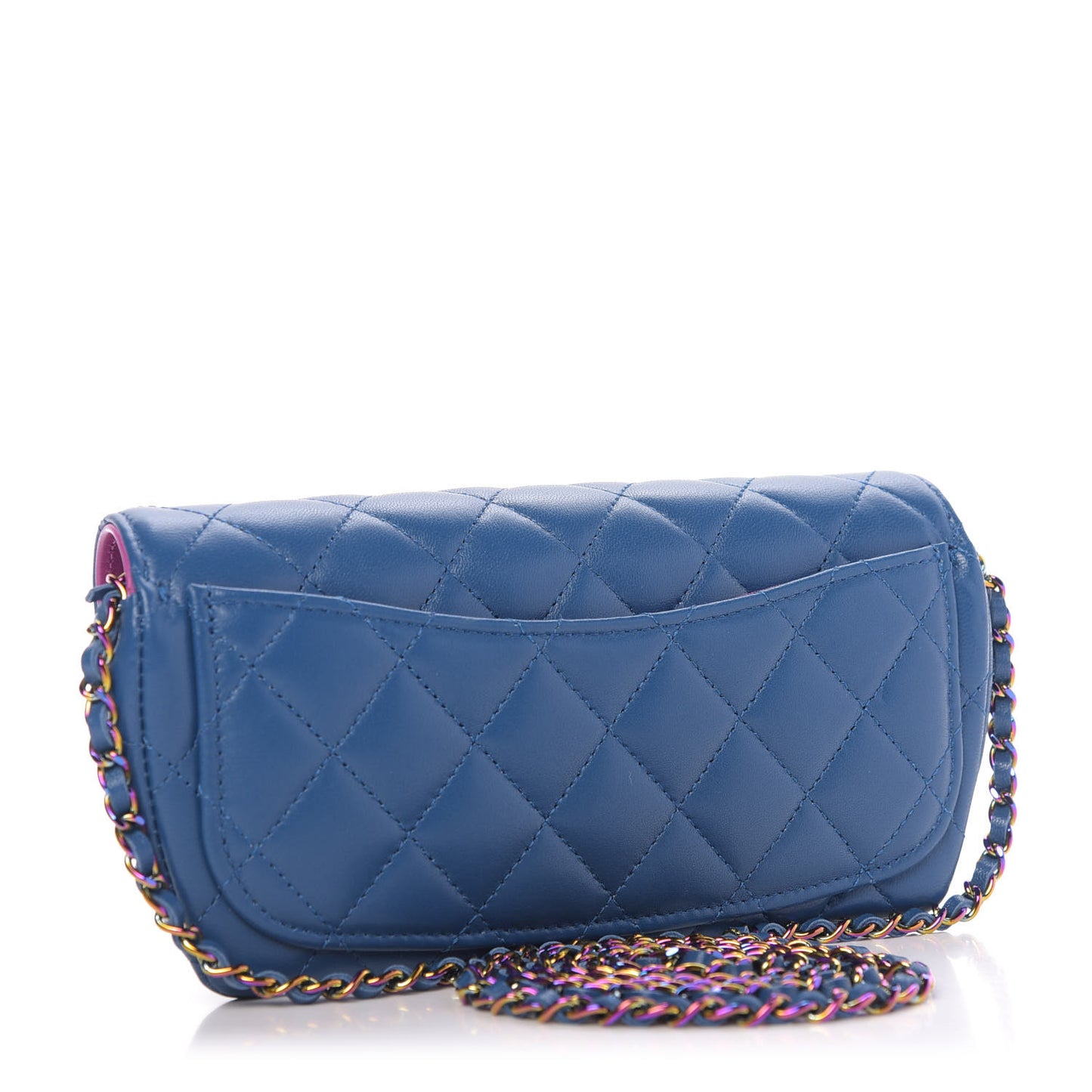 Lambskin Quilted Glasses Case With Chain Blue Purple