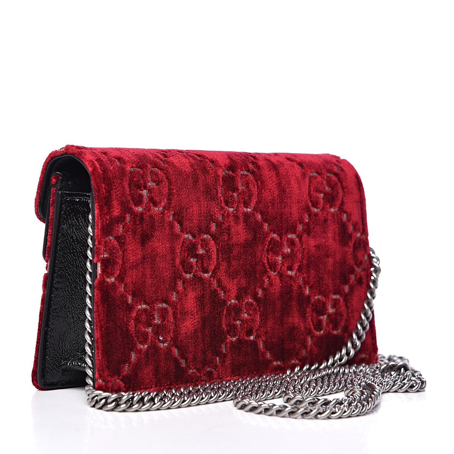 Gucci Velvet GG Monogram Super Mini Dionysus Shoulder Bag Red Cipria Black 2 of 9