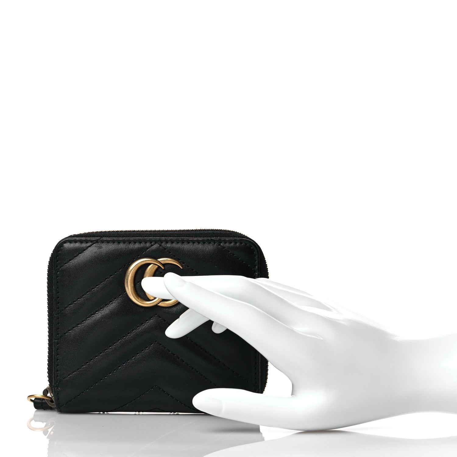 Gucci Calfskin Matelasse GG Marmont 2.0 Zip Wallet Black 2 of 10