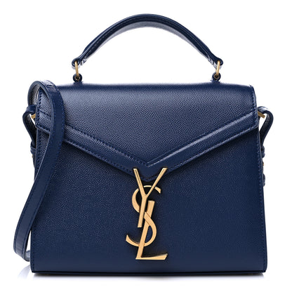 Saint Laurent Calfskin Mini Classic Monogram Cassandra Top Handle Bag Blue 1 of 8