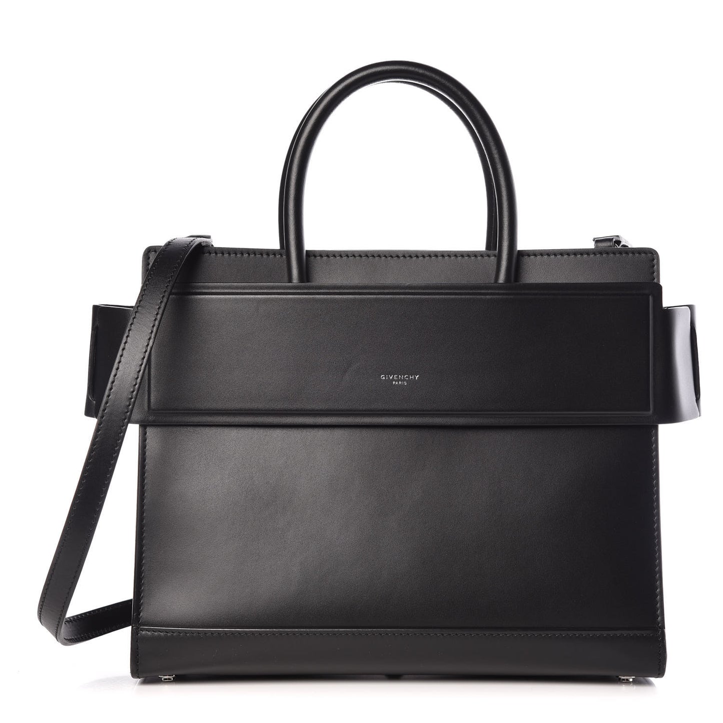 Smooth Calfskin Small Horizon Satchel Black