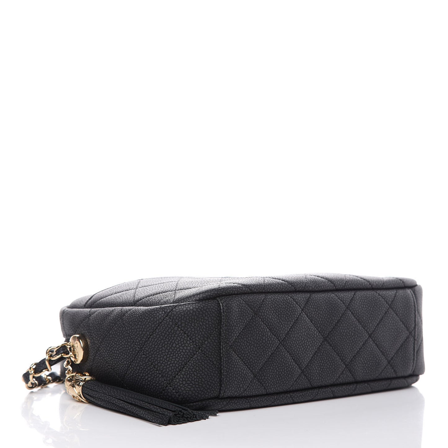 Caviar Quilted Medium Coco Tassel Camera Case Black
